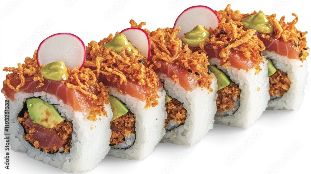 Spicy Tuna Sushi Roll, restaurant food, delicious meal Spicy Tuna Sushi Roll, restaurant food, delicious meal