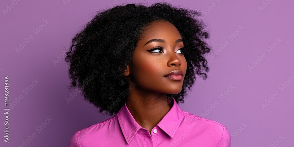 Stylish Woman in Business Attire Against Purple Backdrop Stylish Woman in Business Attire Against Purple Backdrop