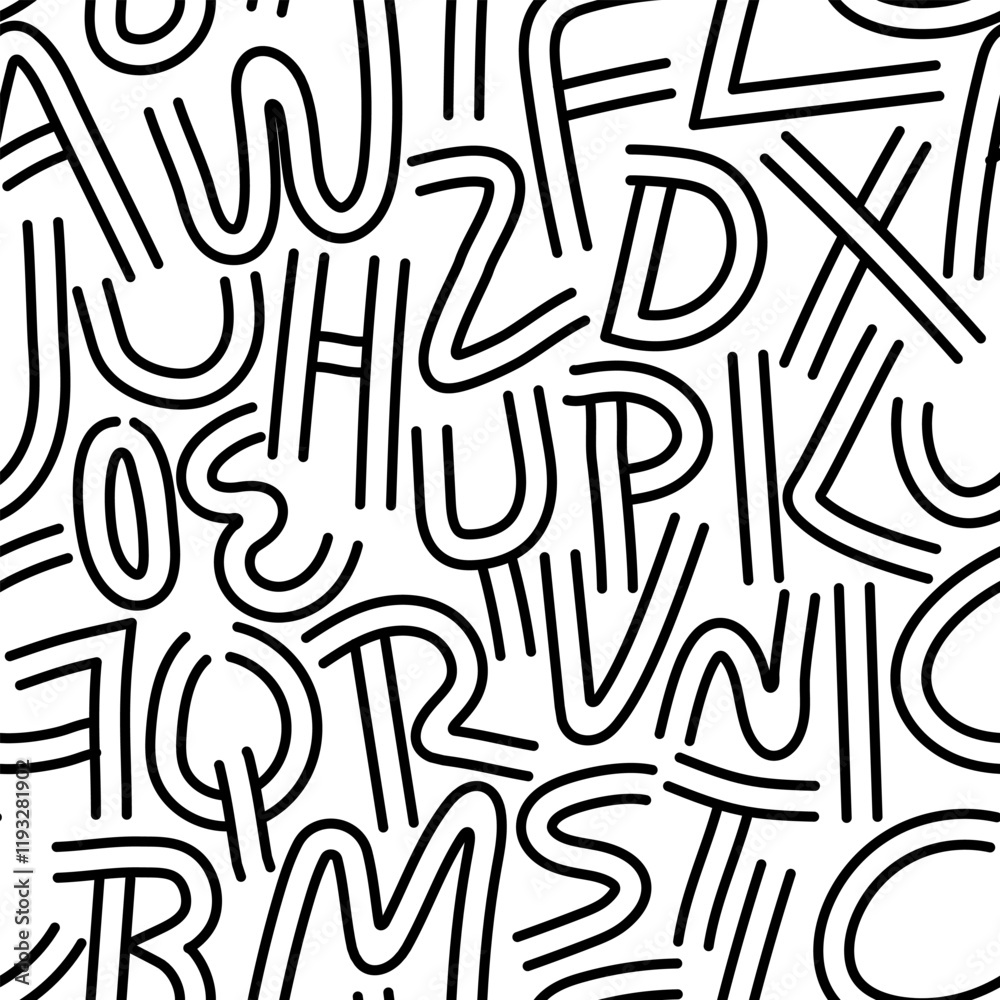 Monochrome Typographic Seamless Pattern Background Monochrome Typographic Seamless Pattern Background