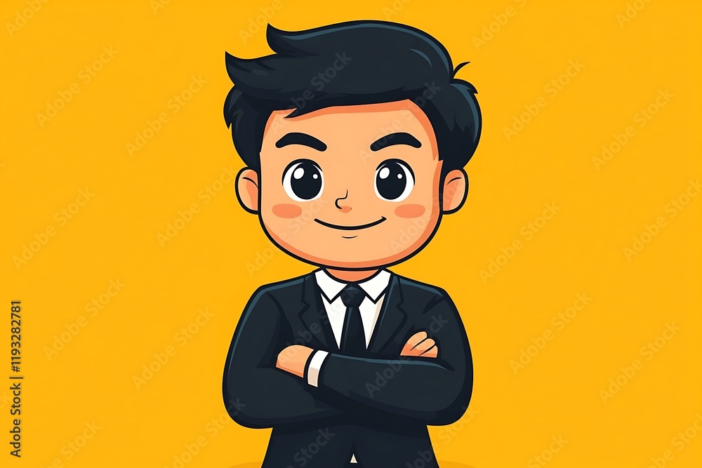 Smiling Chibi Businessman Cartoon Image Smiling Chibi Businessman Cartoon Image