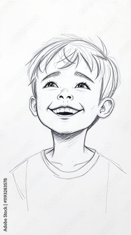 Simple pencil sketch of a happy boy smiling, international youth day, Children's Day, Mother's Day, happy childhood, Simple pencil sketch of a happy boy smiling, international youth day, Children's Day, Mother's Day, happy childhood,