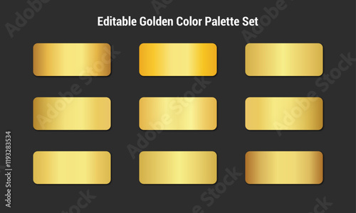 Golden Color palette set, Golden color gradient color palette set, Smooth golden premium gradient swatch palette set, Elegant Gold gradient color metallic set collection, Golden bar set.