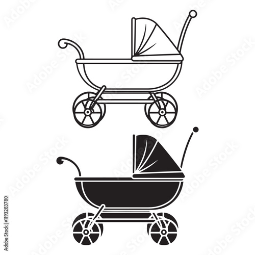 baby carriage icon line art vector illustration