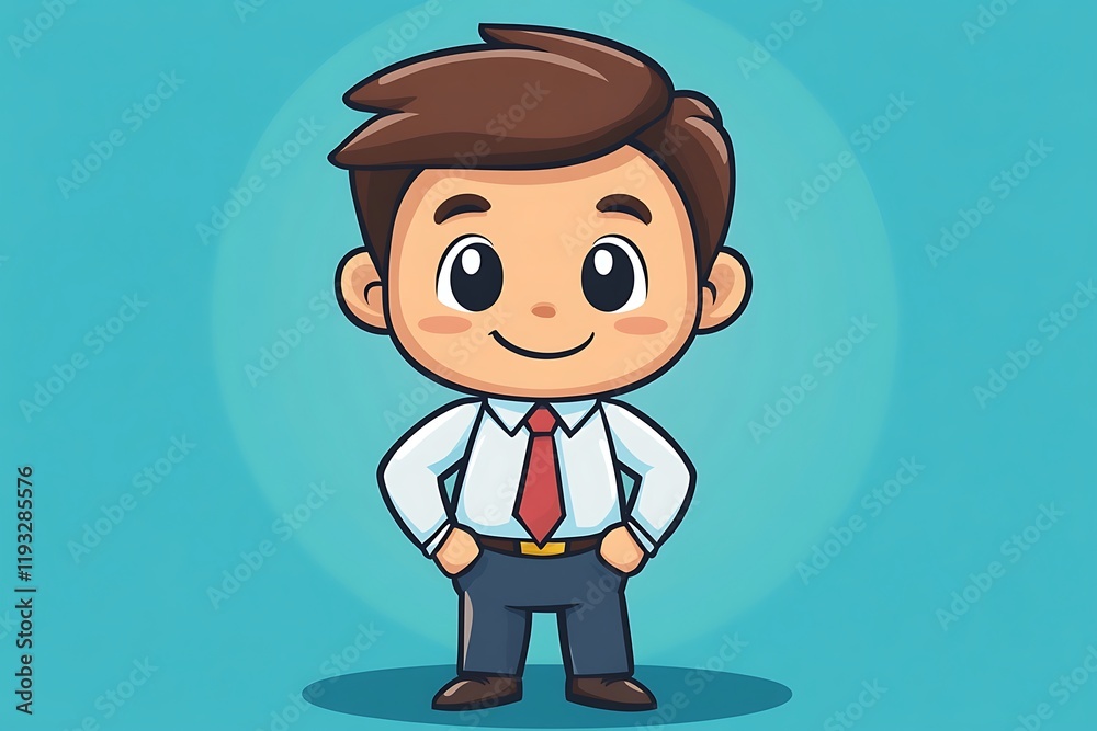 Cute Kid in Tie Illustration, Successful Child Businessman