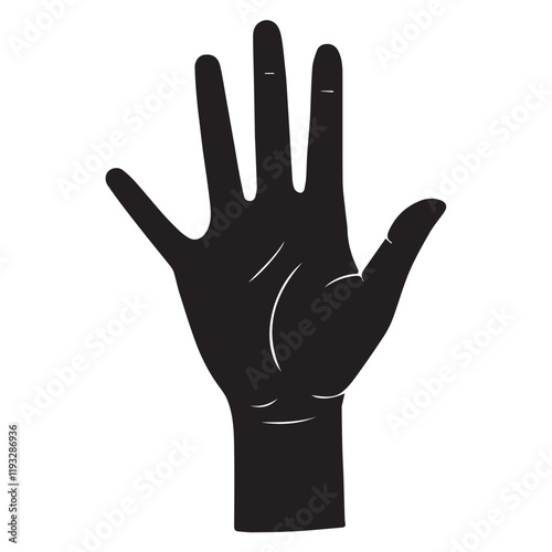 Rising human hand silhouette vector illustration