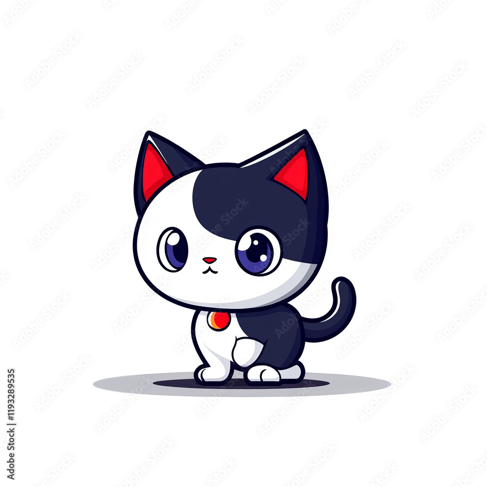 Playful cartoon cat digital art cute animation whimsical setting close-up view adorable character design Playful cartoon cat digital art cute animation whimsical setting close-up view adorable character design