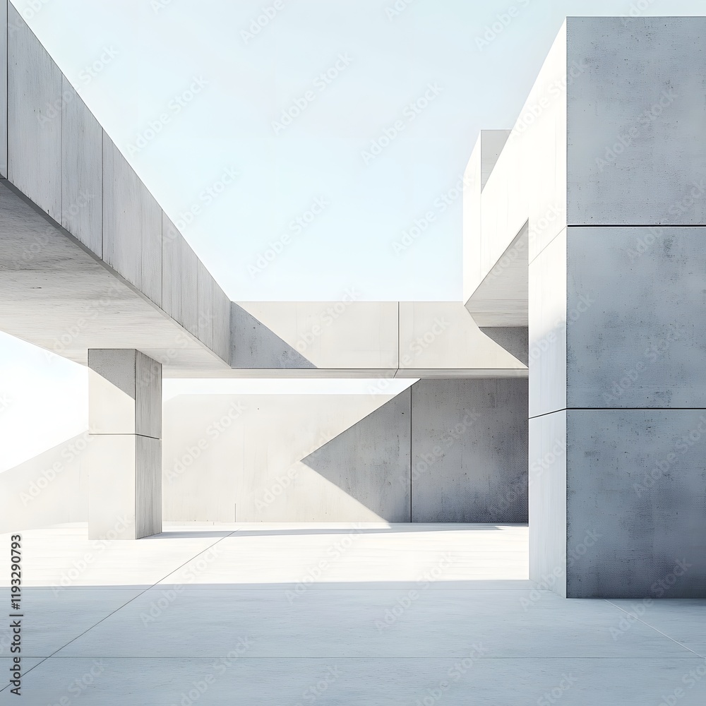 Minimalist Concrete Architecture with Geometric Shapes and Neutral Tones Minimalist Concrete Architecture with Geometric Shapes and Neutral Tones