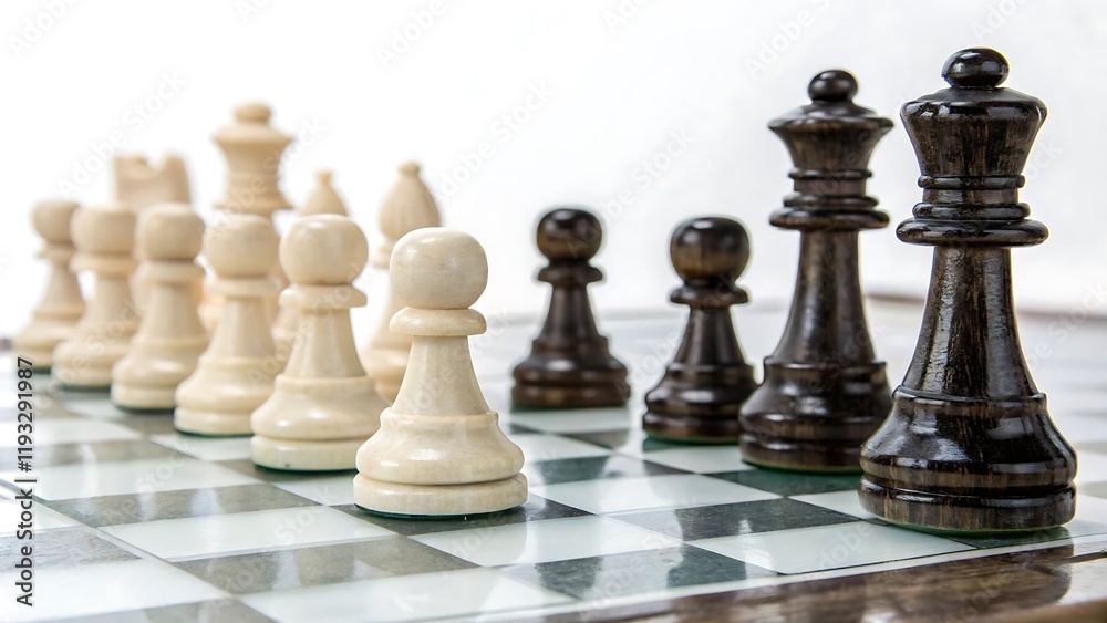 Set of chess pawns on a transparent background. Concept of chess game Set of chess pawns on a transparent background. Concept of chess game