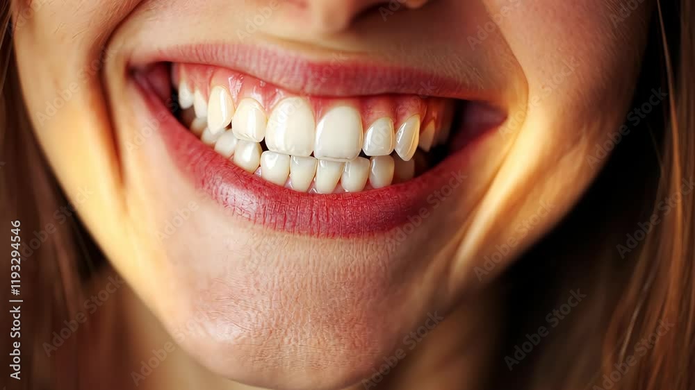 Bright smile showcases perfect teeth during a personal care routine at home