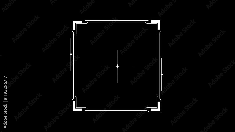Futuristic digital HUD cyber frame technology for video overlay templates Square - User Interface Animated HUD Target element composed of rectangles and crosses