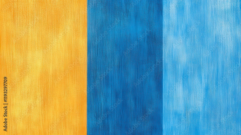 Fototapeta premium Abstract vertical stripes in warm yellow, deep blue, and soft light blue shades creating a dynamic and vibrant composition.