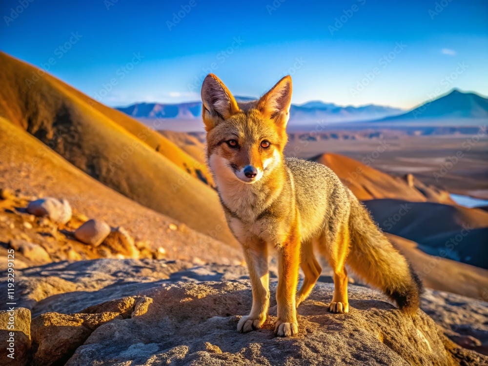 Andean Fox in Atacama Desert, Chile - Aerial View of Wildlife Habitat