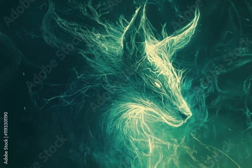 Enigmatic Green Energy Wolf Abstract Art photo