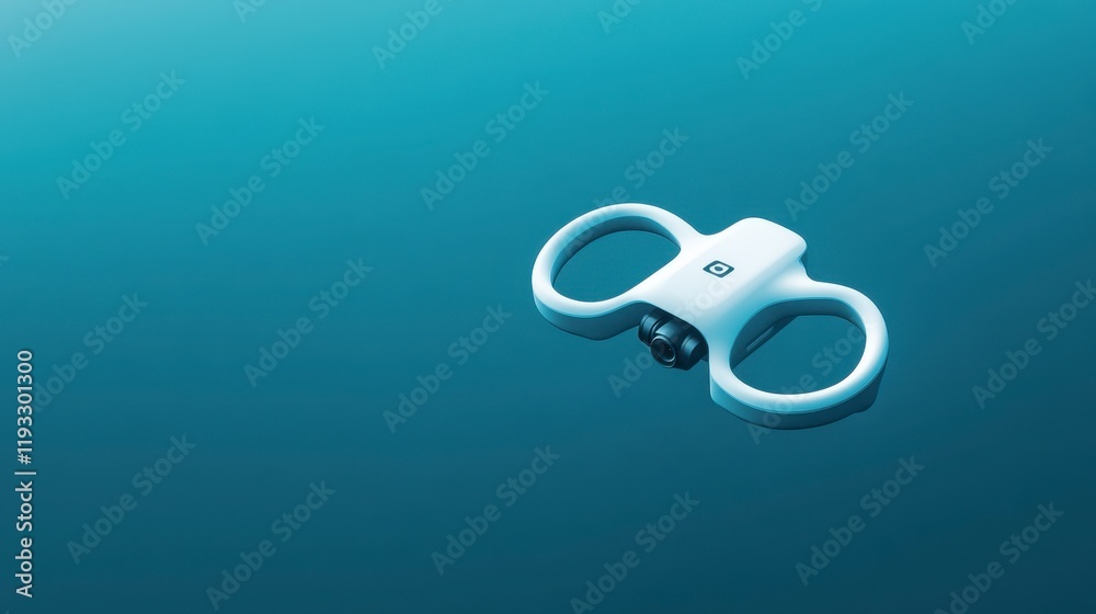 A sleek, modern drone controller floating effortlessly on a tranquil blue background, showcasing innovation and simplicity in design. A sleek, modern drone controller floating effortlessly on a tranquil blue background, showcasing innovation and simplicity in design.