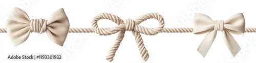 Set of beige rope isolated on white