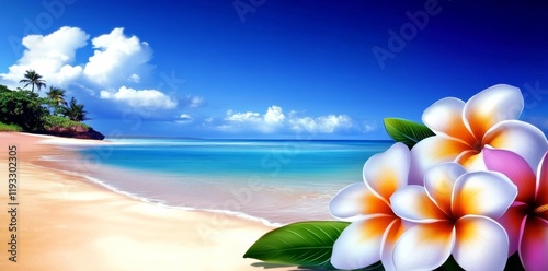 Tropical Beach Scene with P...