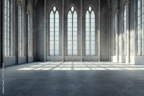Architectural majesty gothic throne room with high windows