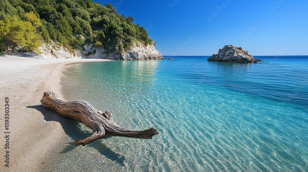 Serene Tropical Beach with Clear Water and Gentle Waves