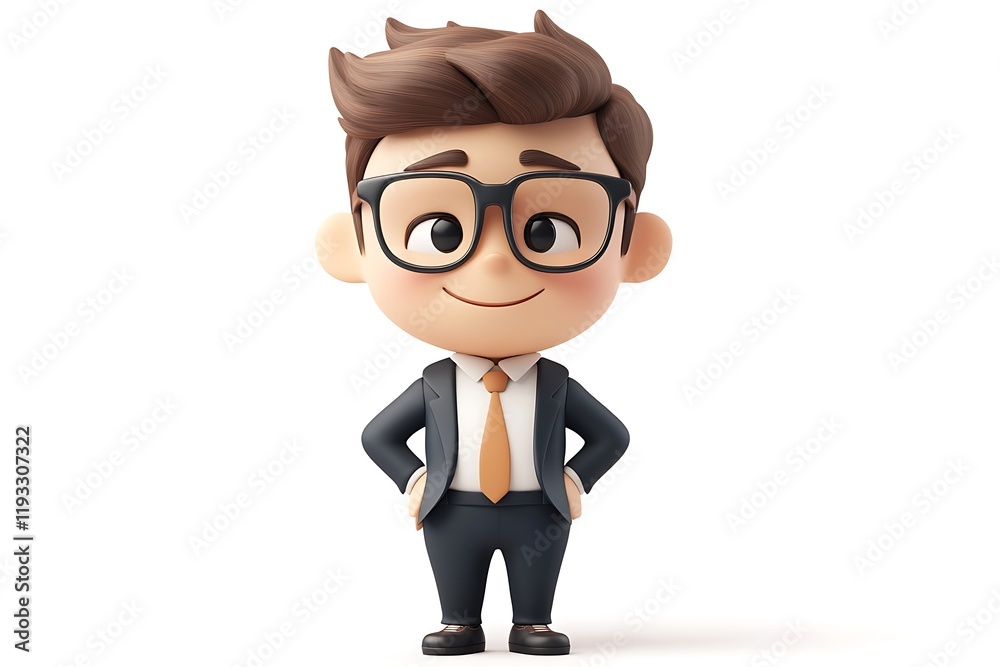 Happy Young Boy in Suit 3D Render Happy Young Boy in Suit 3D Render