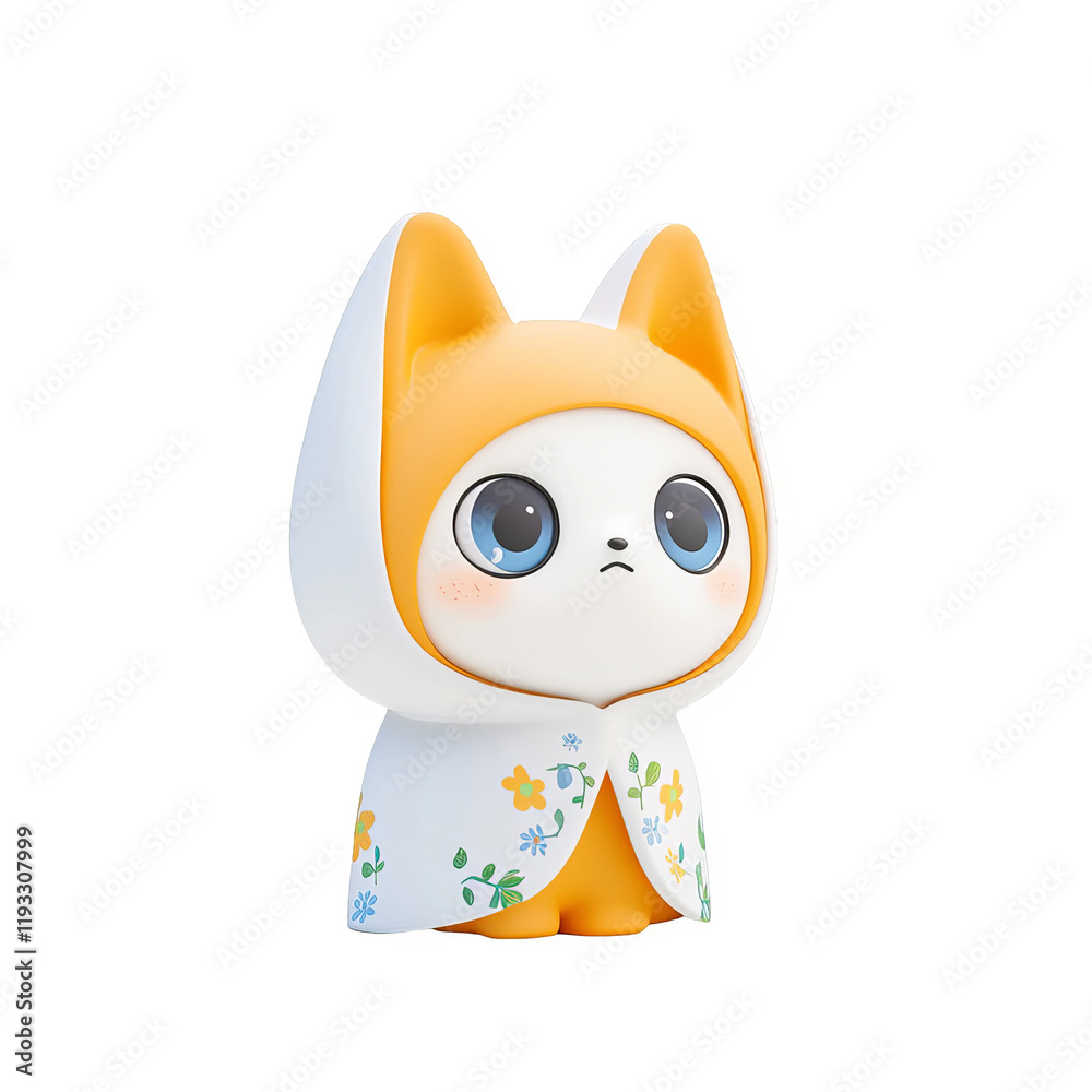 Fototapeta premium Charming cute cat figurine creative studio toy art bright colors close-up whimsical design