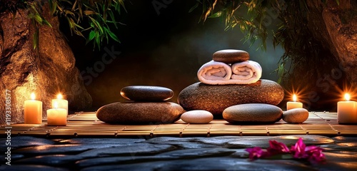Serene Spa Stones and Candl...