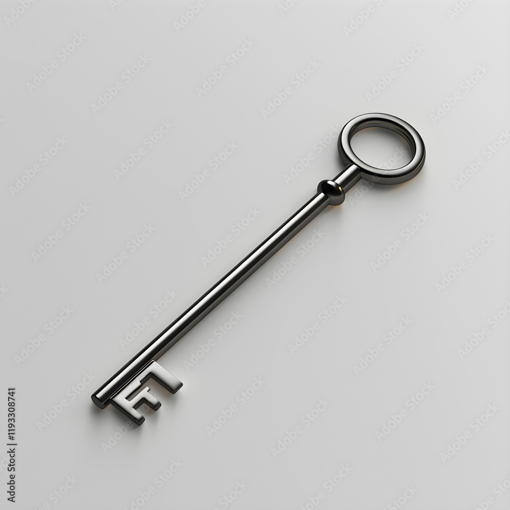 Sleek Modern Key with Minimalist Design Against Neutral Background Sleek Modern Key with Minimalist Design Against Neutral Background