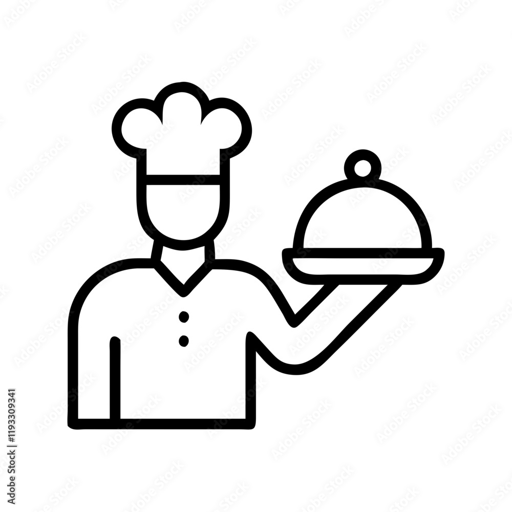 chef presenting a dish icon, chef presenting a dish line art - simple line art of chef presenting a dish, perfect for chef presenting a dish logos and icons and themed design chef presenting a dish icon, chef presenting a dish line art - simple line art of chef presenting a dish, perfect for chef presenting a dish logos and icons and themed design