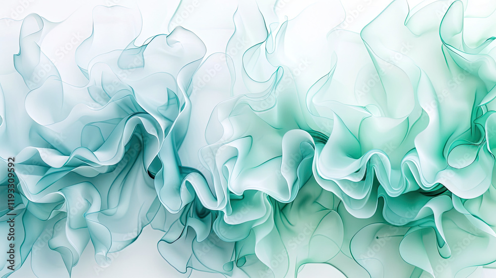 Abstract flowing teal and white waves with soft gradients create serene and ethereal design Abstract flowing teal and white waves with soft gradients create serene and ethereal design