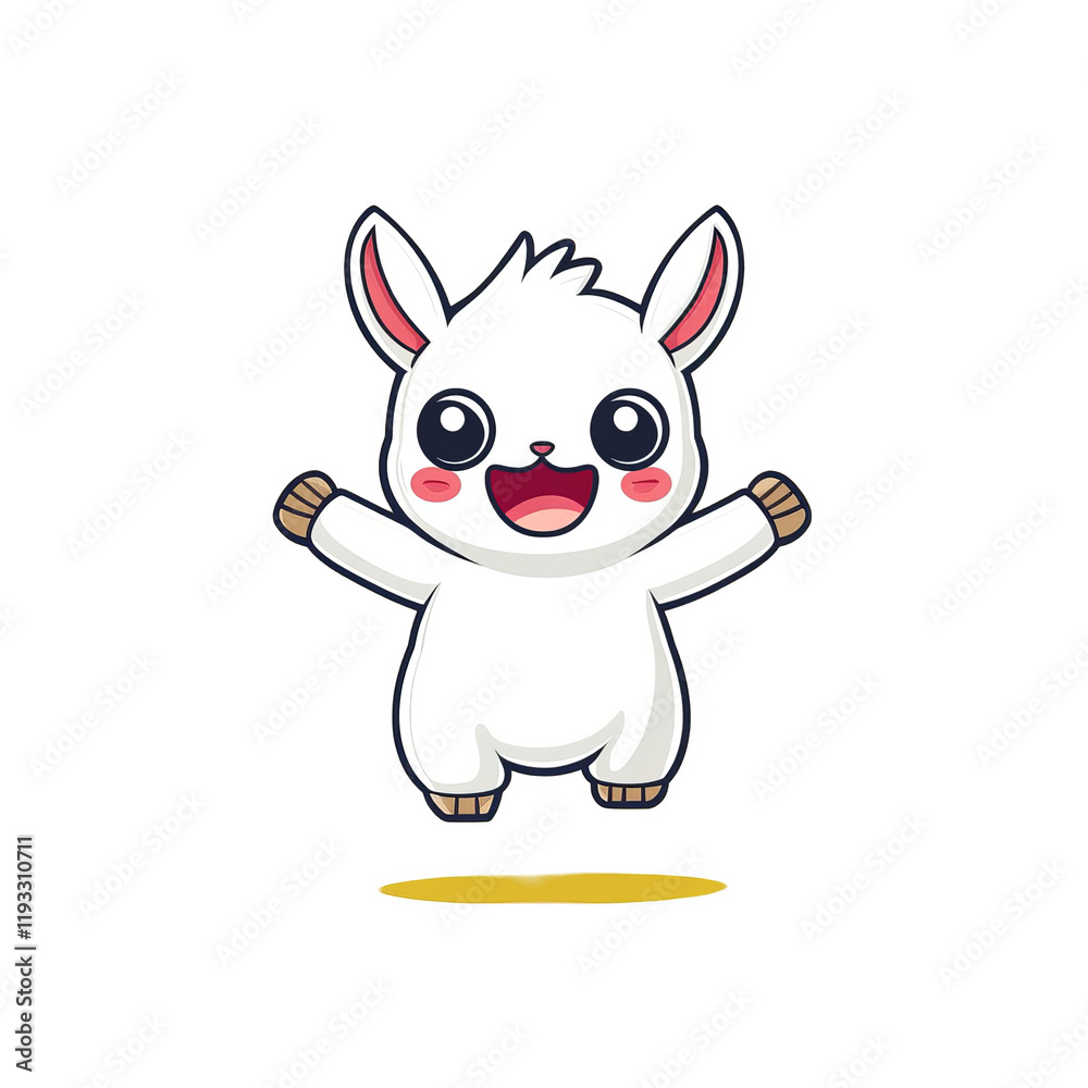 Obraz premium Joyful cartoon bunny jumping digital artwork playful environment whimsical viewpoint