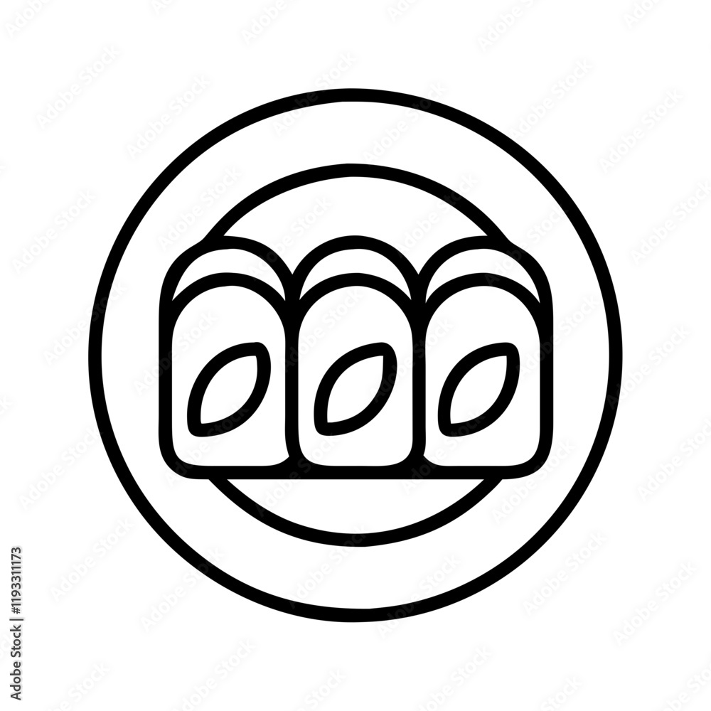 plate of sushi icon, plate of sushi line art - simple line art of plate of sushi, perfect for plate of sushi logos and icons and themed design plate of sushi icon, plate of sushi line art - simple line art of plate of sushi, perfect for plate of sushi logos and icons and themed design