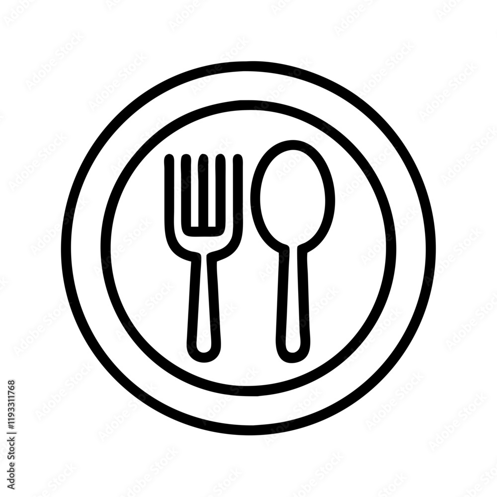 restaurant logo with fork and spoon icon restaurant logo with fork and spoon icon