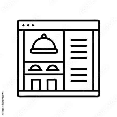 restaurant window with menu icon, restaurant window with menu line art - simple line art of restaurant window with menu, perfect for restaurant window with menu logos and icons and themed design
