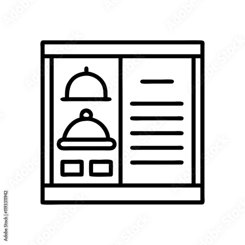 restaurant window with menu icon, restaurant window with menu line art - simple line art of restaurant window with menu, perfect for restaurant window with menu logos and icons and themed design