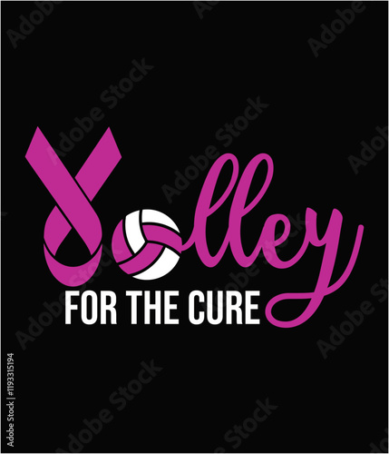 Breast Cancer Volley For The Cure printable cut file.