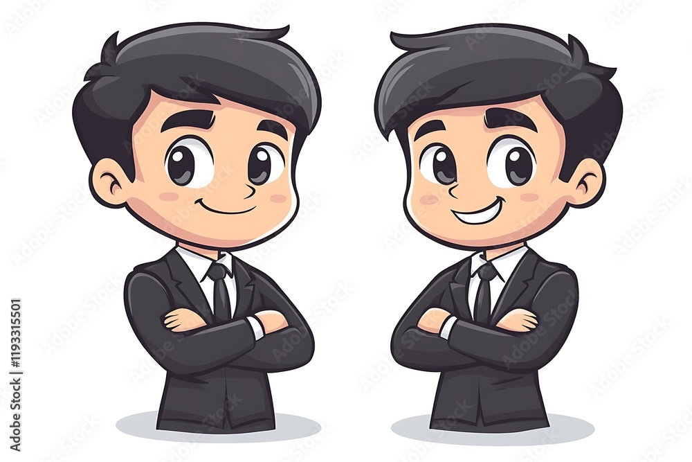 Two Cartoon Businessmen in Suits Illustration Two Cartoon Businessmen in Suits Illustration