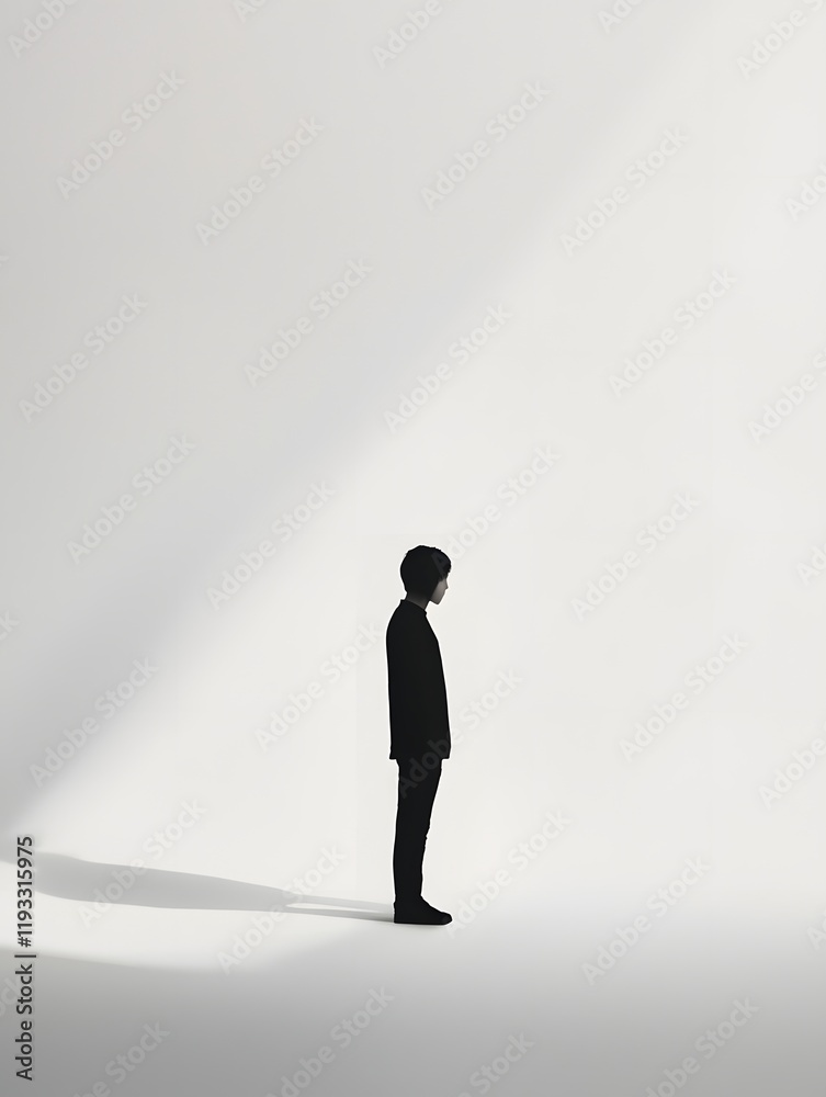 Solitary Silhouette in Minimalist Monochrome Setting Solitary Silhouette in Minimalist Monochrome Setting