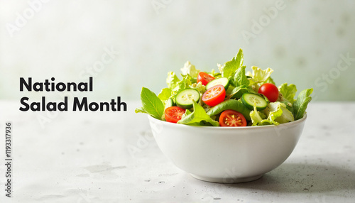 Colorful salad bowl celebrating National Salad Month, healthy lifestyle