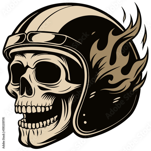 skull wearing helmet generative ai