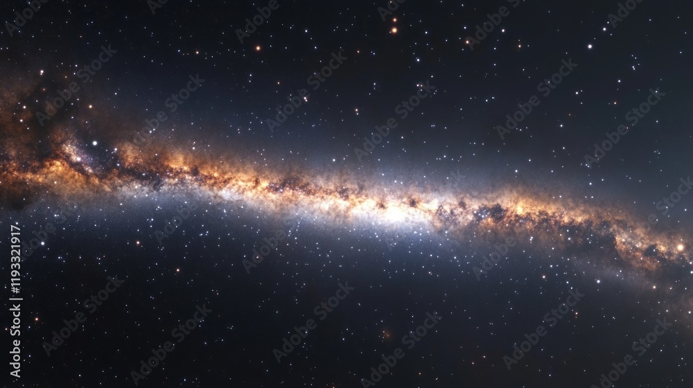 Fototapeta premium A captivating 3D rendering of the Milky Way with bright star clusters and cosmic dust illuminated