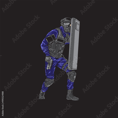 anti riot police illustration