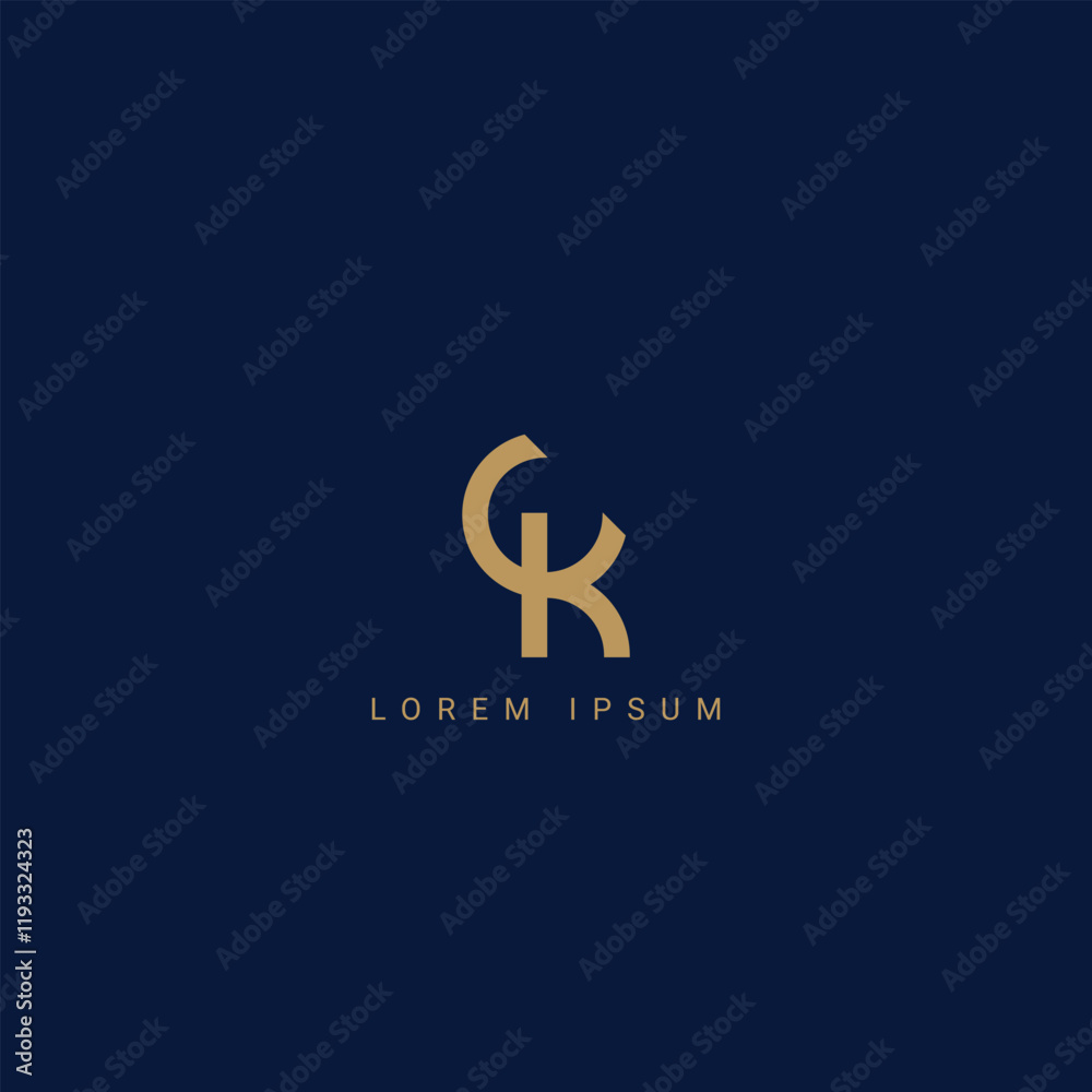 Initial letter CK, KC modern monogram and elegant logo design, premium logo on luxury background Initial letter CK, KC modern monogram and elegant logo design, premium logo on luxury background