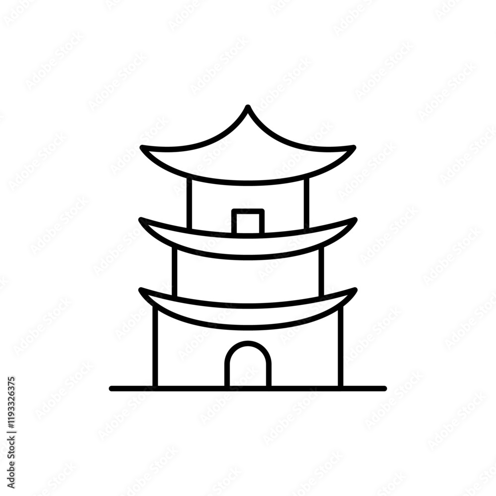 Chinese temple icon Flat illustration sign Chinese temple icon Flat illustration sign