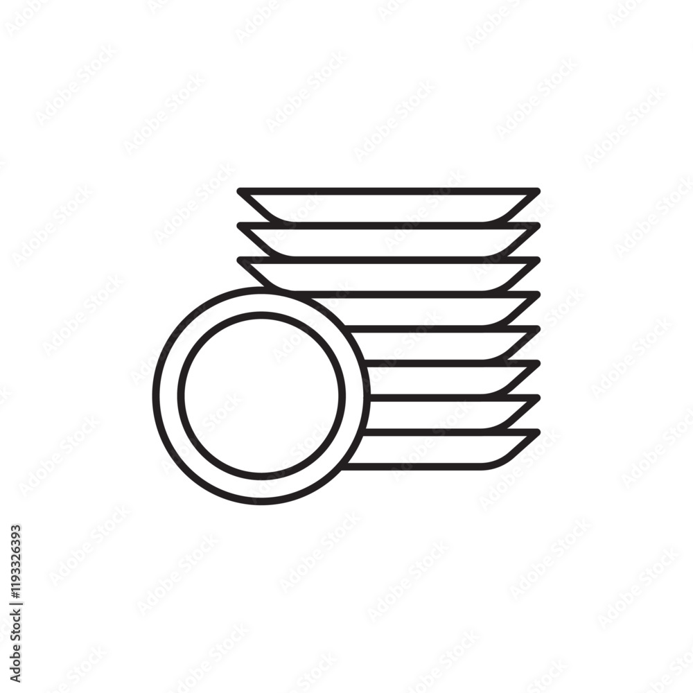 Clean stack plates icon Flat illustration sign