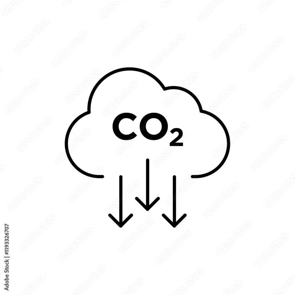 CO2 reduction icon Flat illustration sign CO2 reduction icon Flat illustration sign