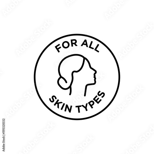 for all skin types icon Flat illustration sign