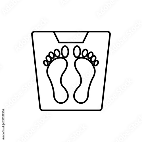 Footprint on weight scale icon Flat illustration sign