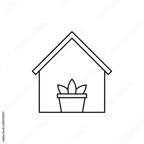 indoor plant inside house icon Flat illustration sign