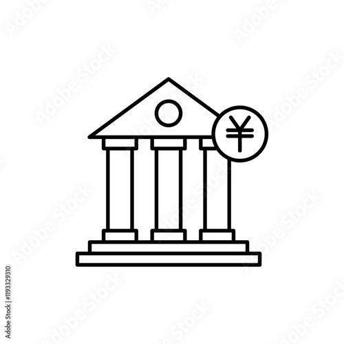 Japanese bank icon Flat illustration sign