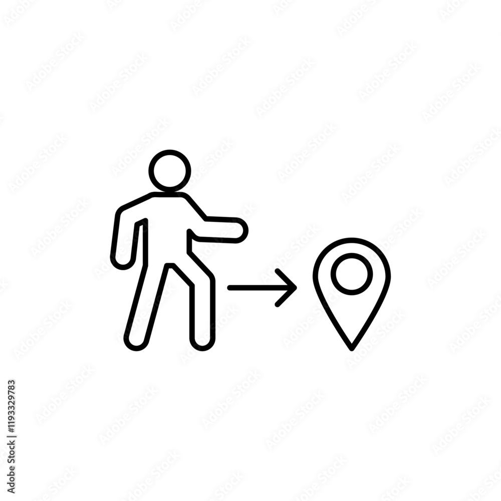 Obraz premium Man going to destination icon Flat illustration sign