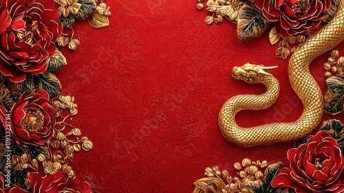 Wallpaper Mural A Chinese New Year 2025 banner with a snake symbol, rich gold accents, and space for adding celebratory messages Torontodigital.ca